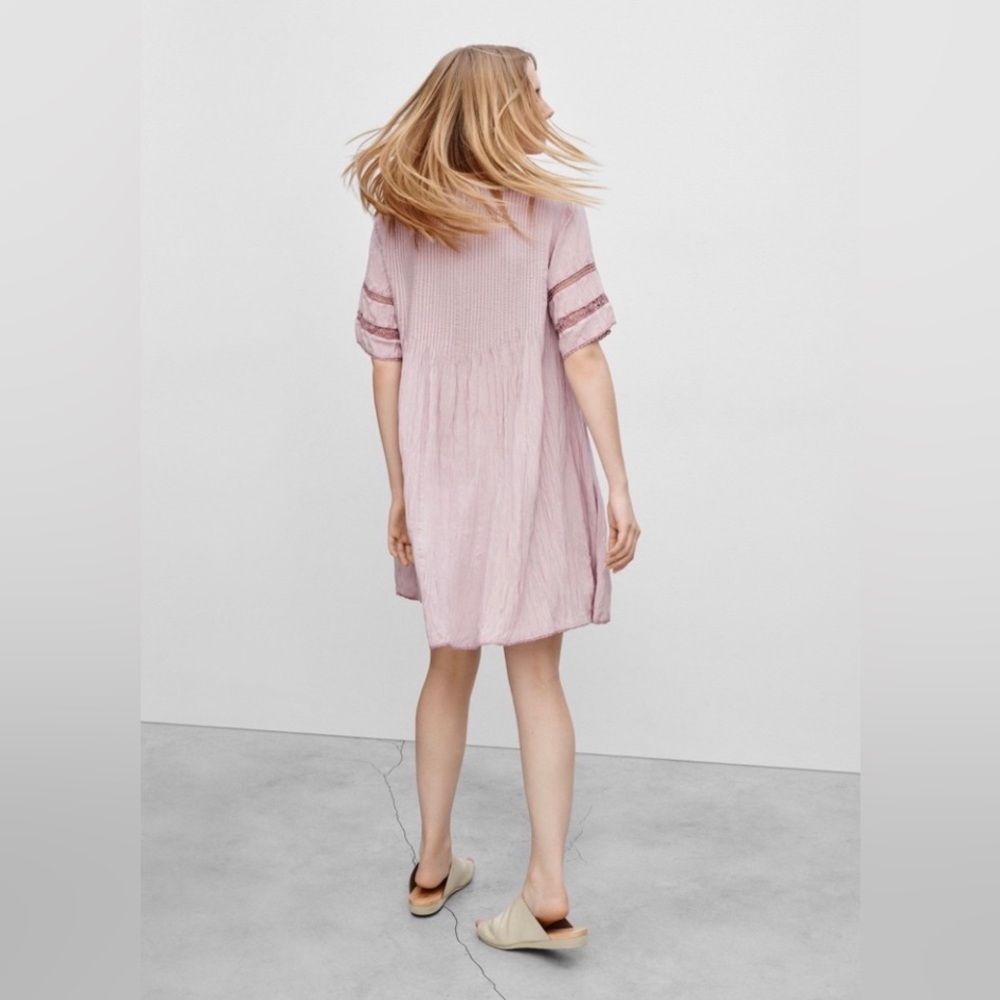 Aritzia Wilfred Honore Light Pink Short Sleeve Babydoll Dress Sz S